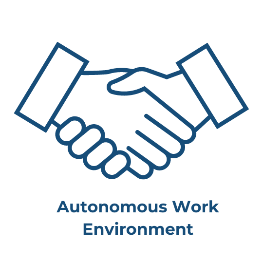 Handshake icon representing trust, independence, and collaboration in the workplace