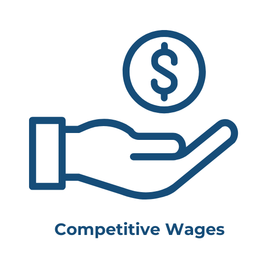 Hand holding a coin with a dollar sign, representing competitive pay