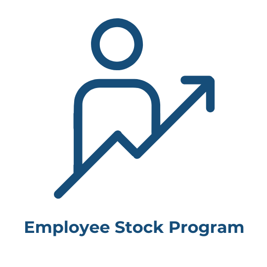 Person with an upward arrow, symbolizing employee stock or investment opportunities